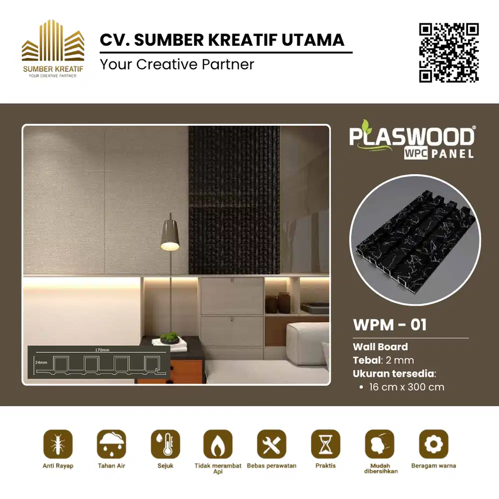 Wall Board / WPC Wall Panel - WPM (4 Warna)