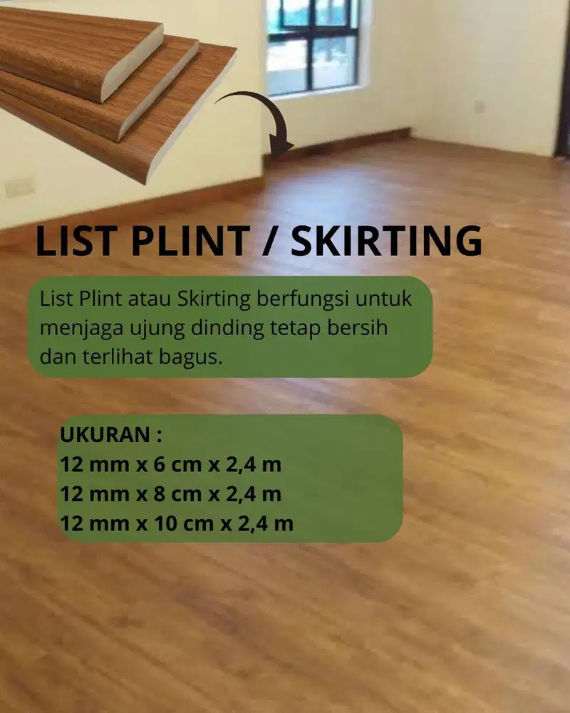 Plint PVC Solid | List Lantai Estetik & Tahan Benturan – Panjang 2,4m