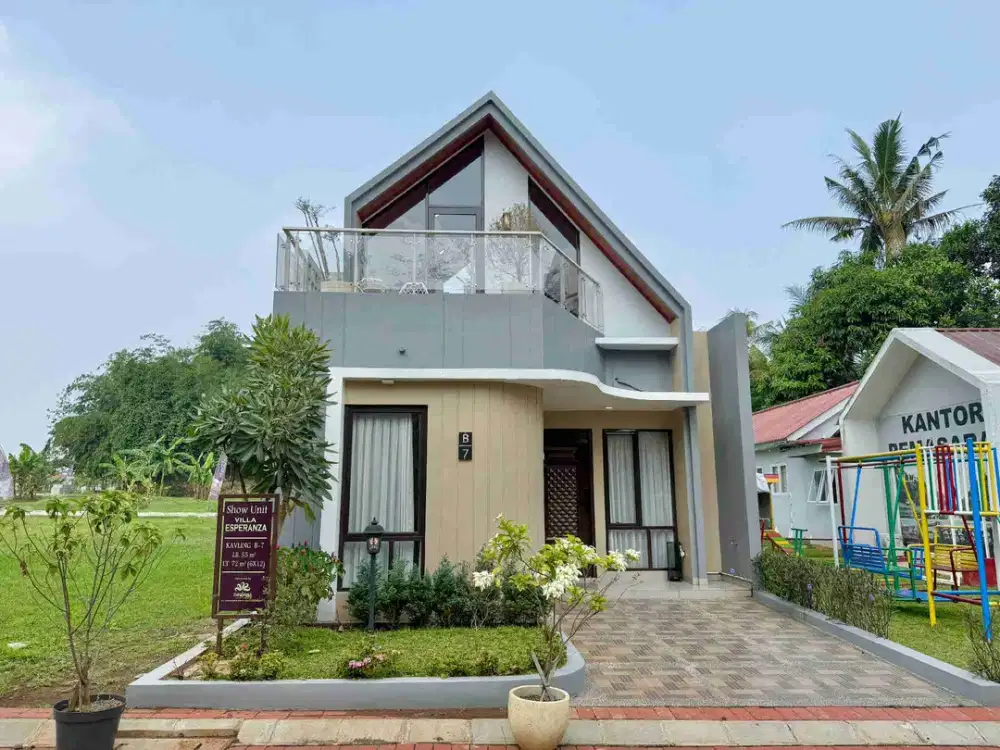 Rumah konsep villa, lingkungan nyaman dan asri lokasi strategis