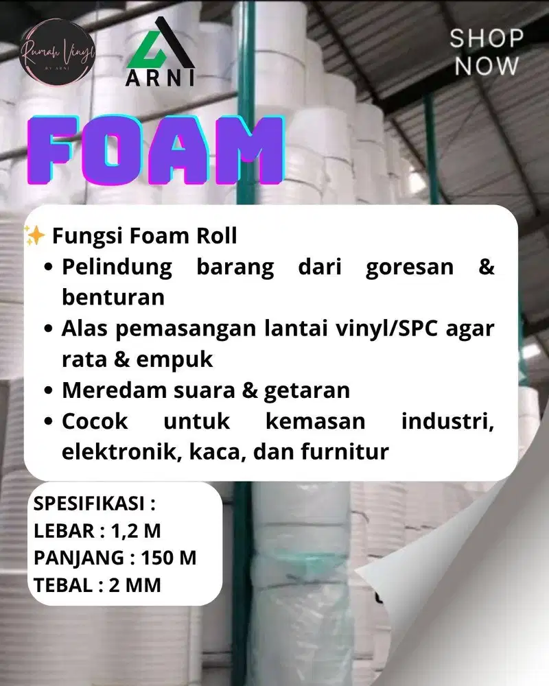 Foam Roll 1,2m x 150m | Peredam Suara, Anti Benturan, Alas Flooring