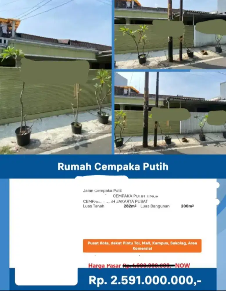 Dijual Rumah Tua Hitung Tanah Cempaka Putih