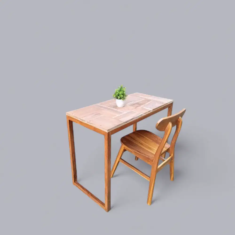 Meja belajar dan kursi satu set bahan kayu jati bisa segera kirim