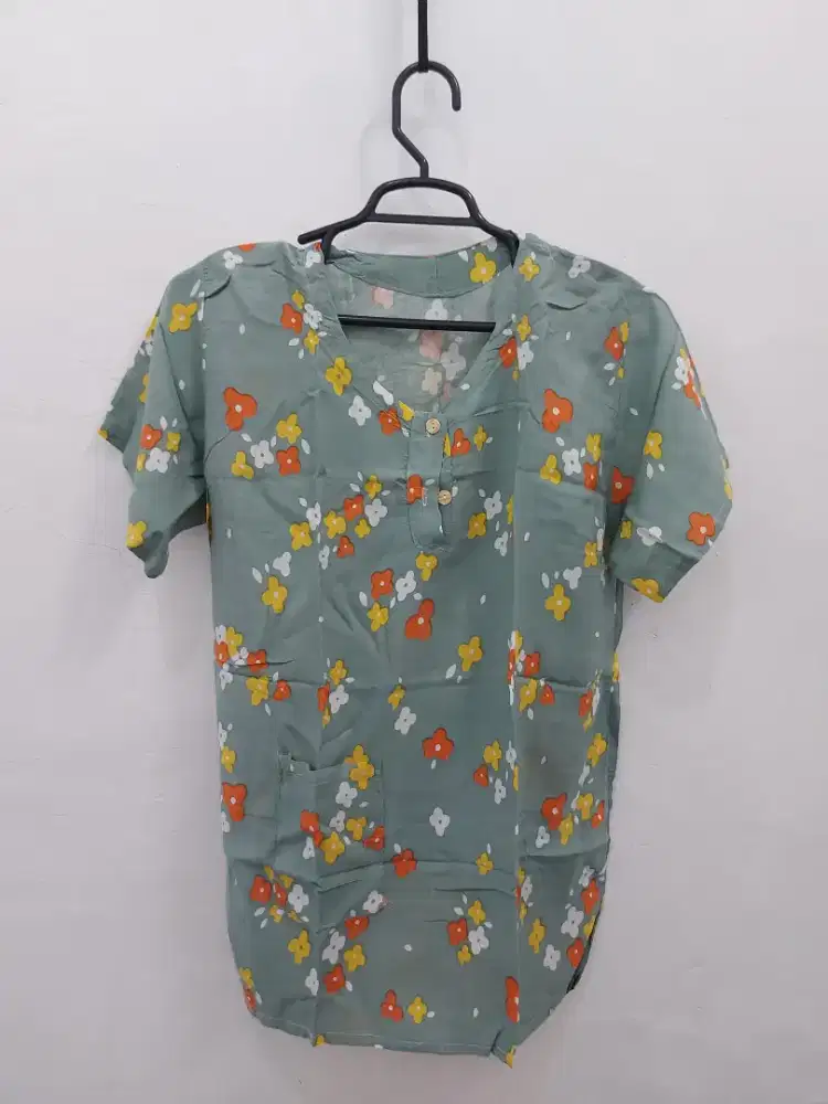 Baby doll set bunga lengan pendek