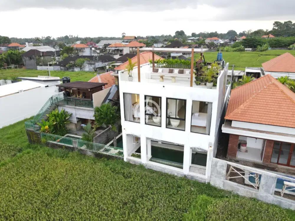 MODERN TROPICAL VILLA FOR SALE IN UBUD WITH GREENZONE RICEFIELD VIEW