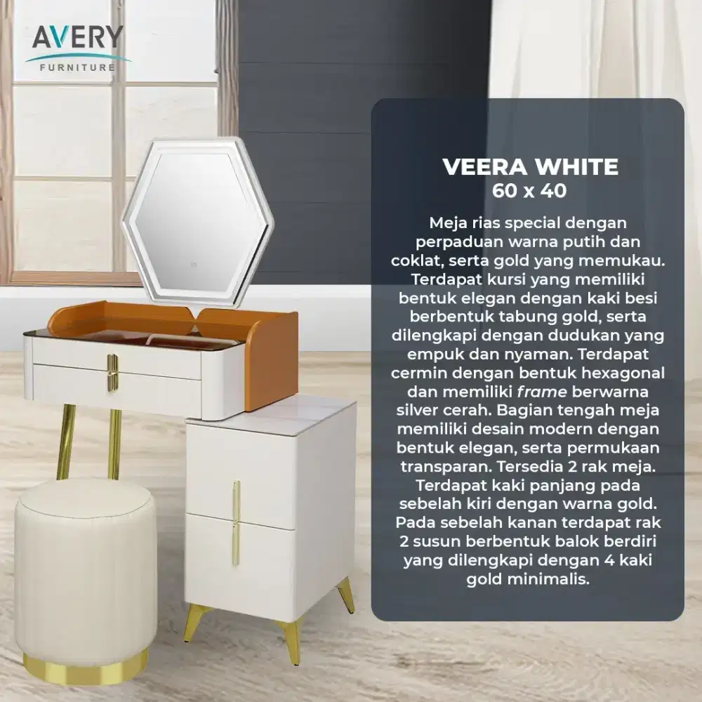 Meja Rias Cermin LED Avery Veera