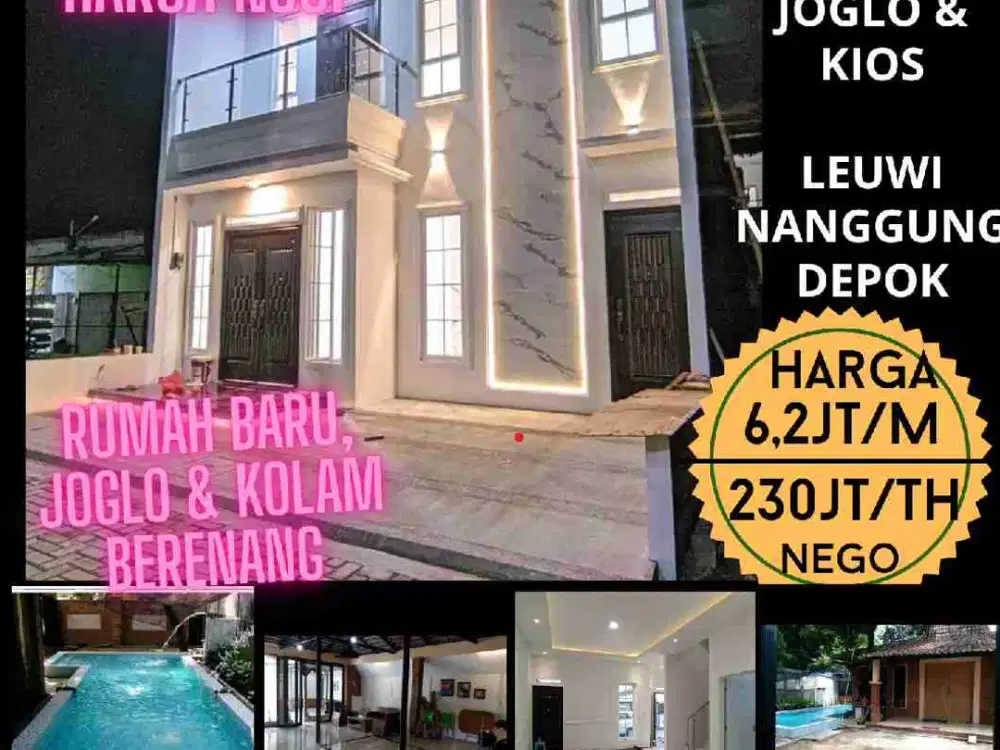 DIJUAL HARGA NJOP, RUMAH, LAHAN, JOGLO, KIOS + KOLAM BERENANG DI LEUWINANGGUNG TAPOS DEPOK