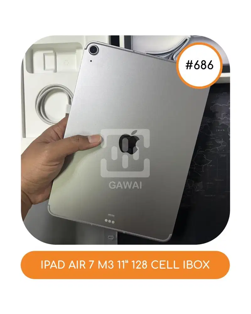 #686 Ipad Air 7 M3 Gray 128 Ibox WIFI Garansi 29 July 2026