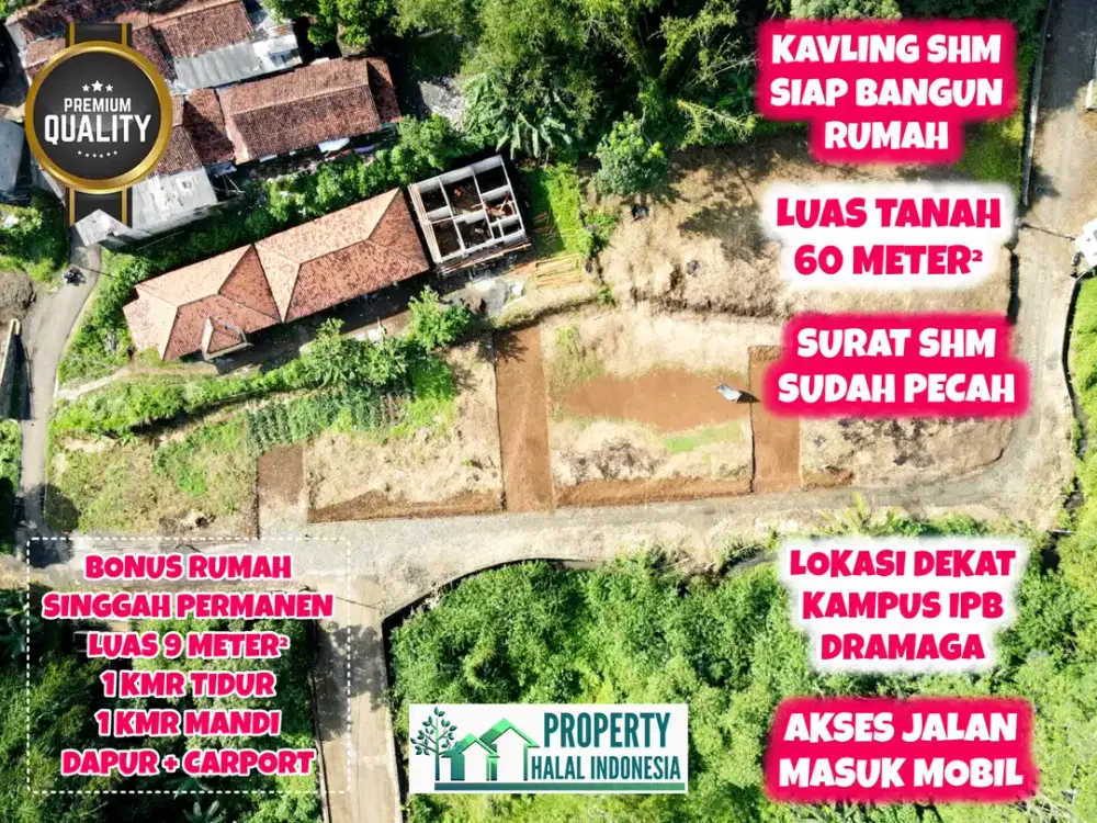 Jual Kavling SHM Siap Bangun Bonus Rumah Estetik Akses Mobil SHM Pecah