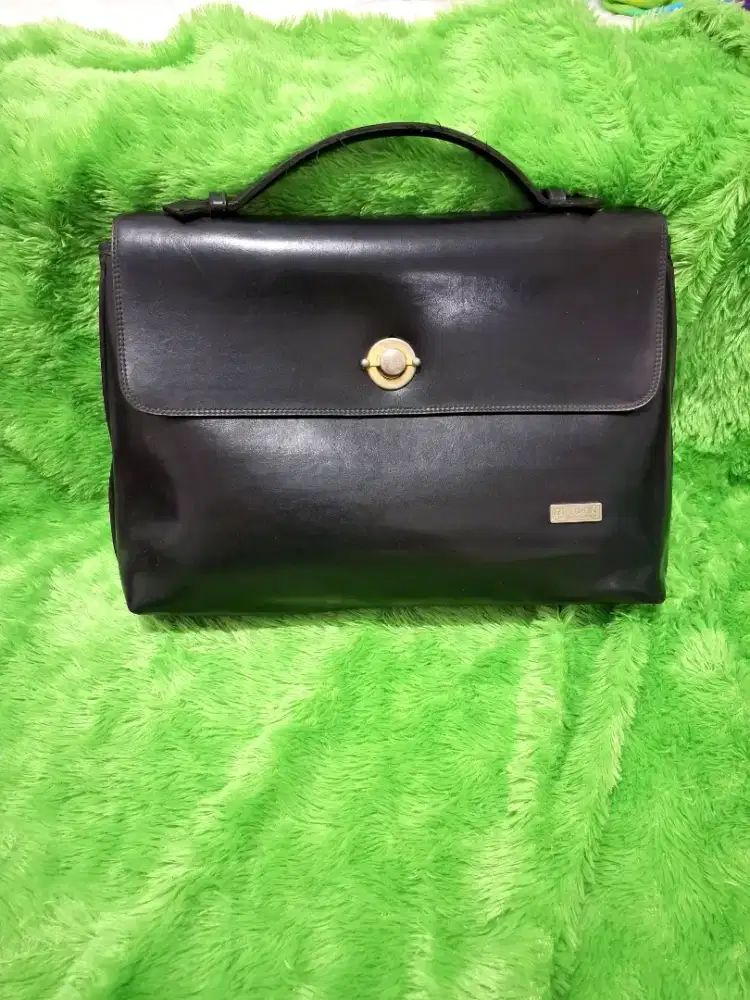 Tas kerja wanita hitam kulit asli Vokin genuine leather