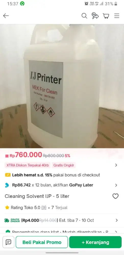 Cleaning Solvent

pembersih / penghapus tinta inkjet printer