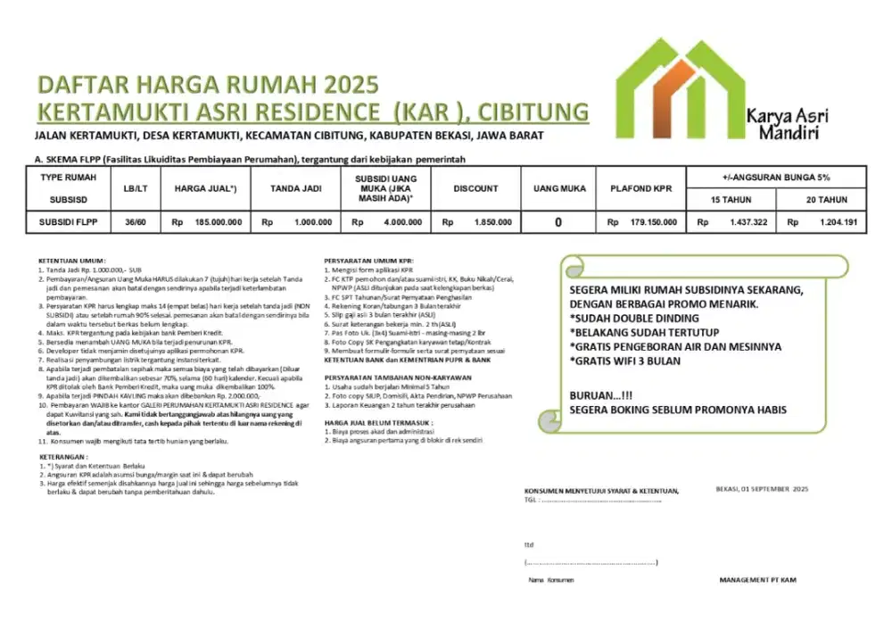 Promo Rumah Subsidi Booking Gratis 0