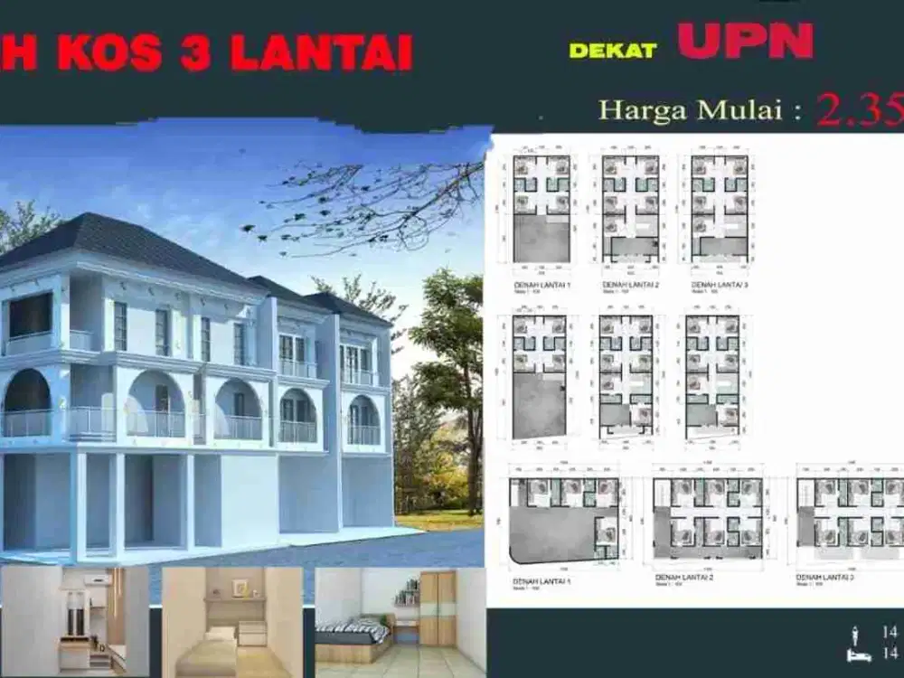 Rumah Kost Free Furniture,Masih bisa Cicil DP, Sebelah UPN Rungkut