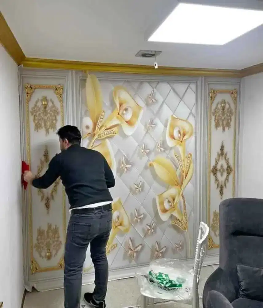 Wall panel wpc & wallpaper vinill