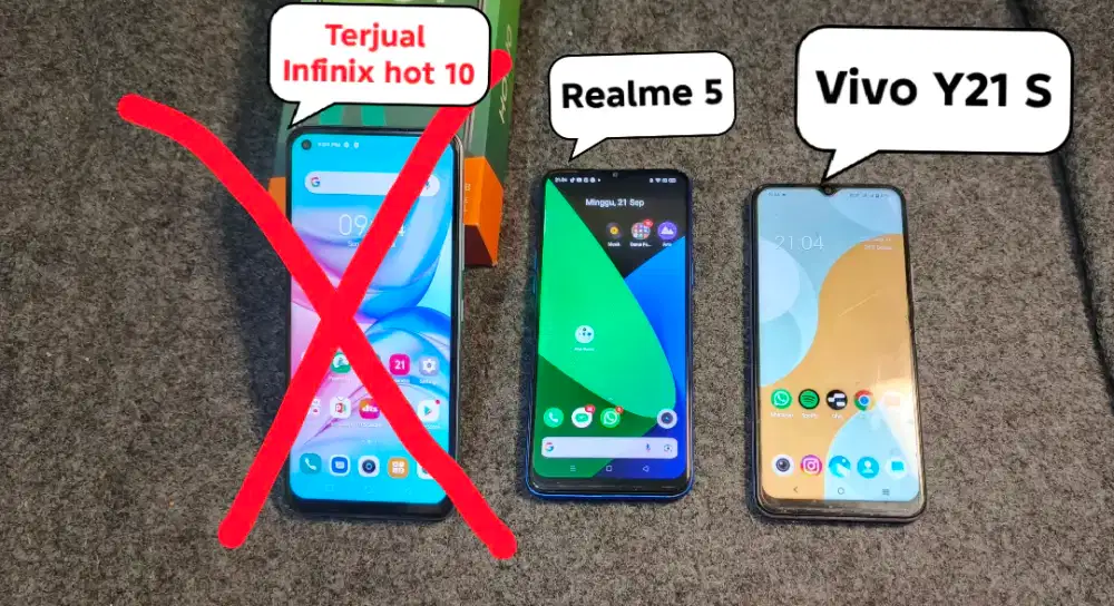 Vivo Y21S (4+1/128) , Realme 5 (3/64) SEMUA SECOND
