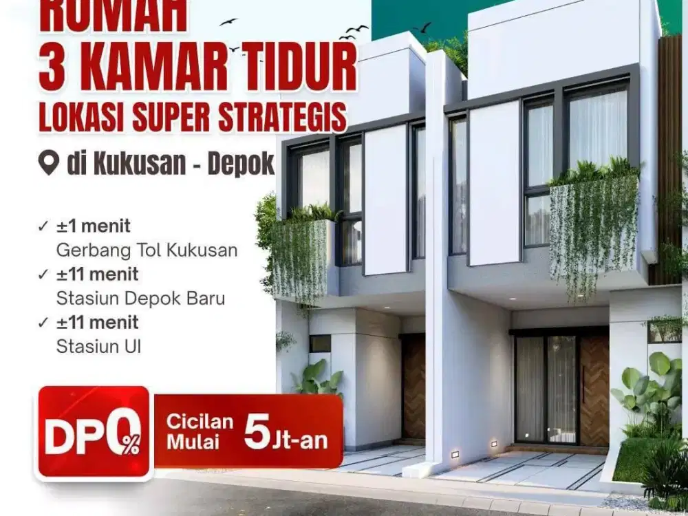 Rumah ke gerbang  tol Kukusan 3 cuma 5menit, bisa untuk invest kost/sewa