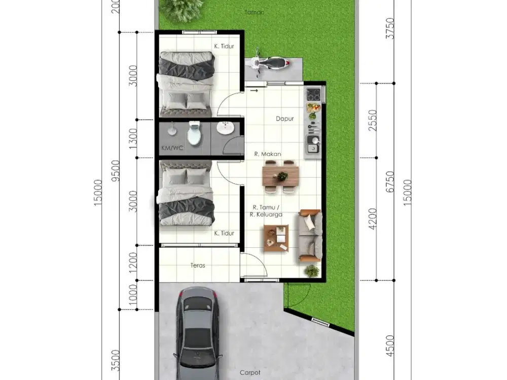 Kulonprogo, Daerah UNY Wates, Rumah Modern Siap Bangun, 2 KT 1 KM & Carport