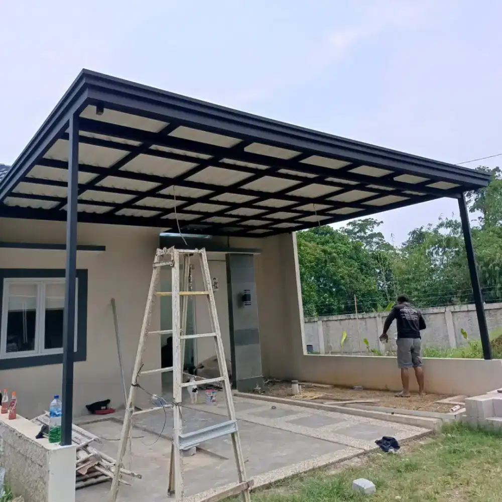 Kanopi rangka baja ringan dan hollow galvanis