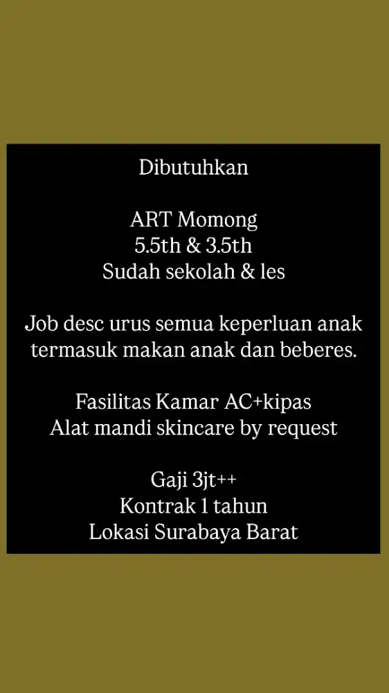 ART Momong Menginap