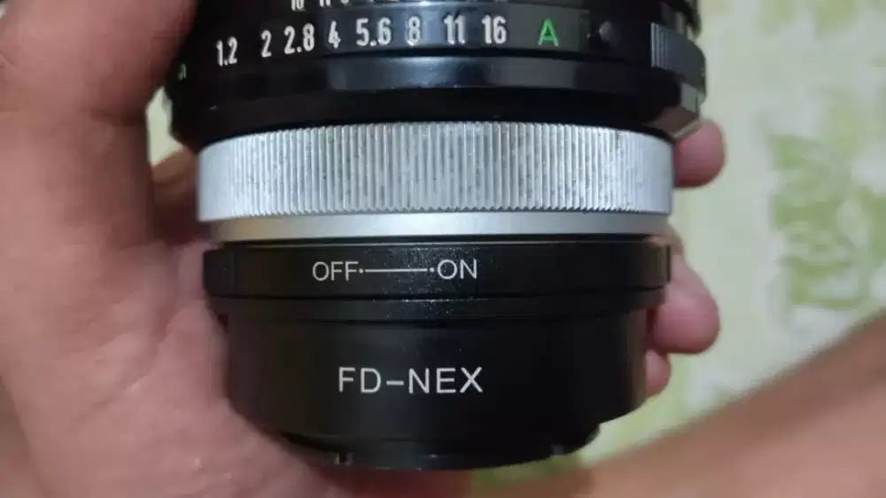 Lensa canon 55mm f1.2 ssc plus adapter sony