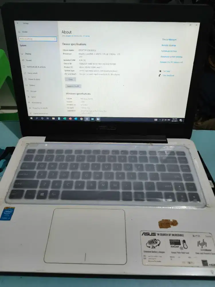 Laptop asus X455L i3 gen 4 ram 4gb 128ssd+hdd