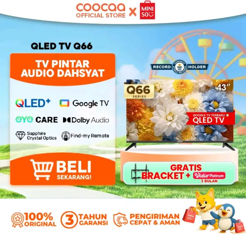Coocaa google tv 43 Q66 QLED baru