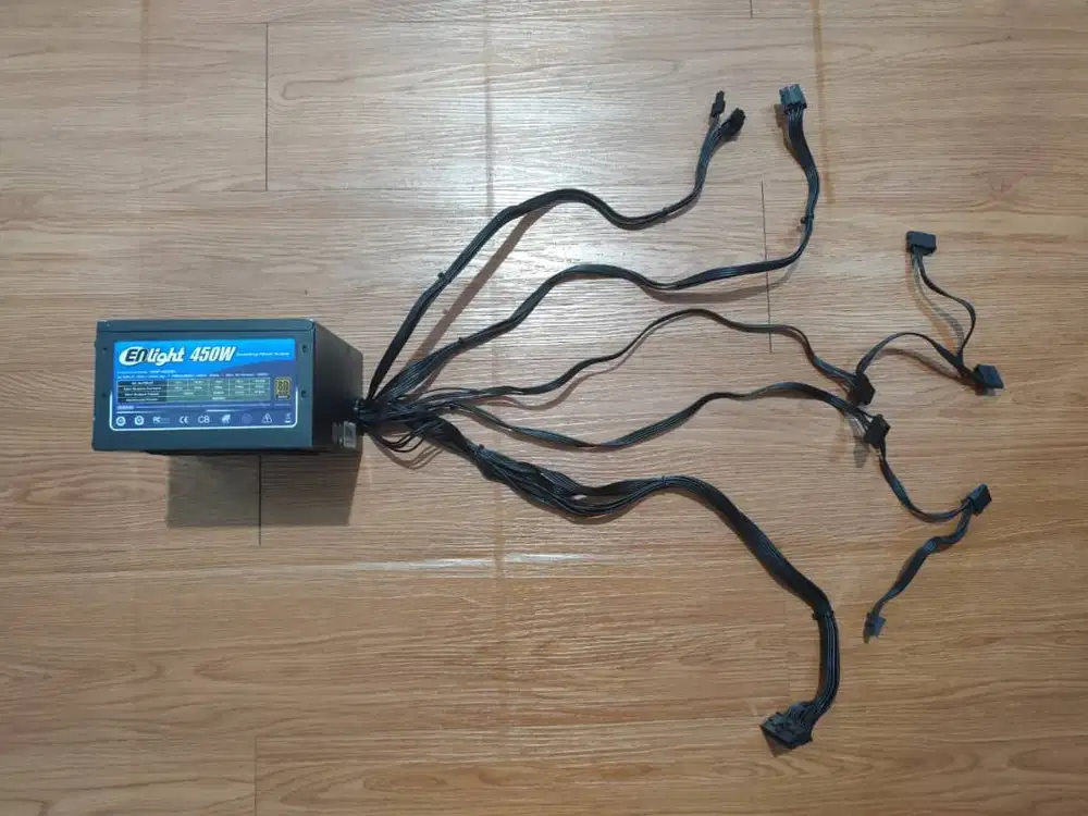 PSU Enlight 450W 80+ Bronze Flat Cable (Segel Baut Utuh)