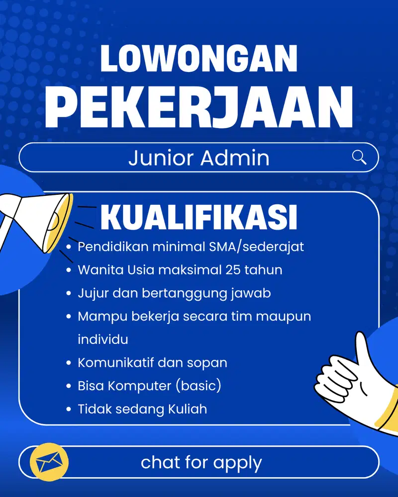 Dicari Segera !!! Junior Admin