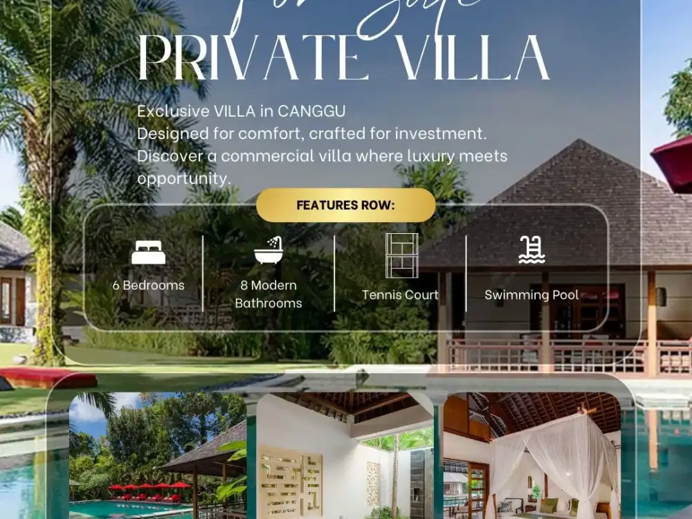 FOR SALE LUXURY VILLA WITH SWIMMING POOL AND GARDEN AT CANGGU
