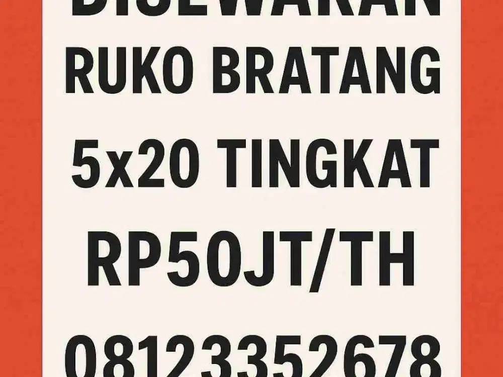 Disewakan Ruko Bratang