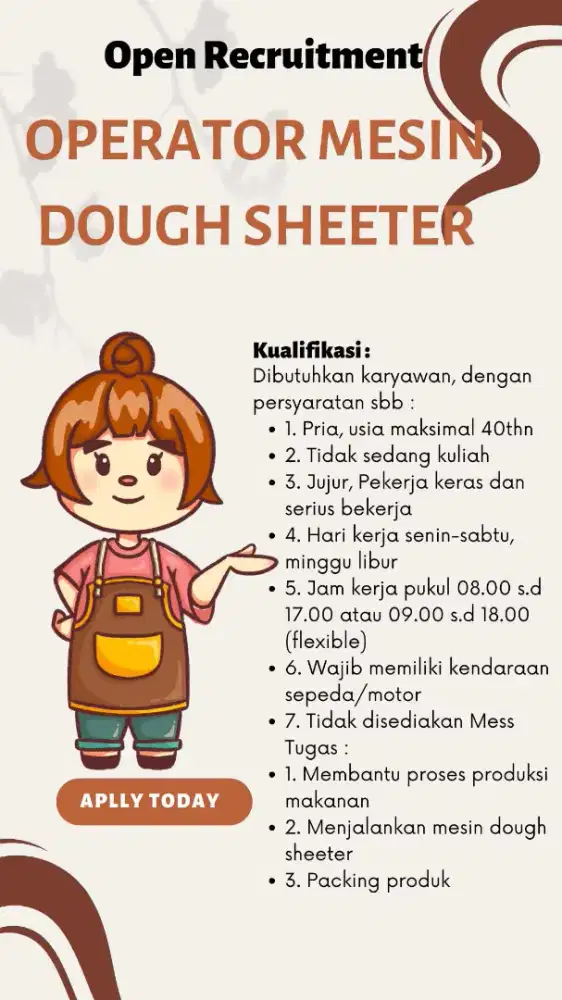 Operator Mesin Dough Sheeter