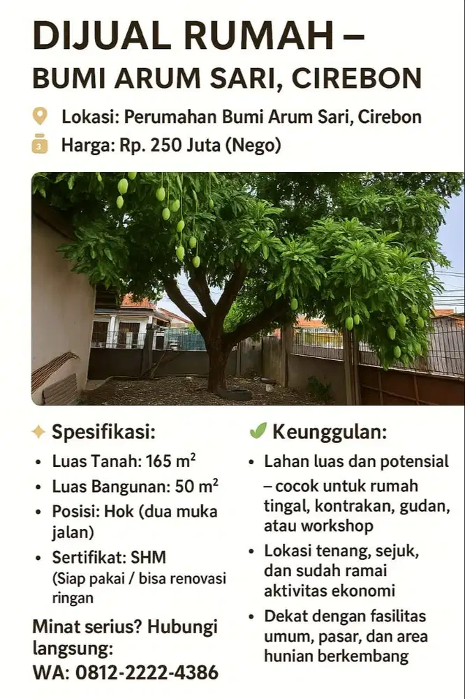 Jual Rumah Talun - Bumi Arum Sari