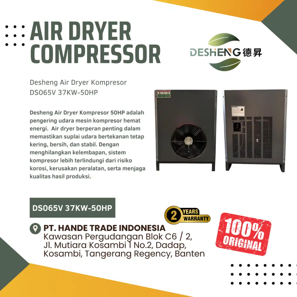 Desheng Air Dryer Compresor 37KW-50HP DS065V Kompresor ORIGINAL