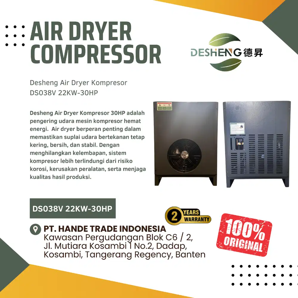 ORIGINAL Desheng Air Dryer Compresor 22KW-30HP DS038V