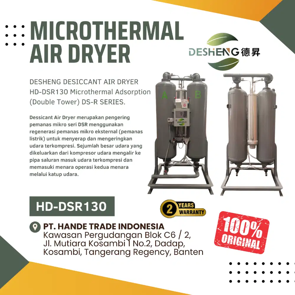 DESICCANT AIR DRYER HD-DSR130/Microthermal Adsorption (Double Tower)