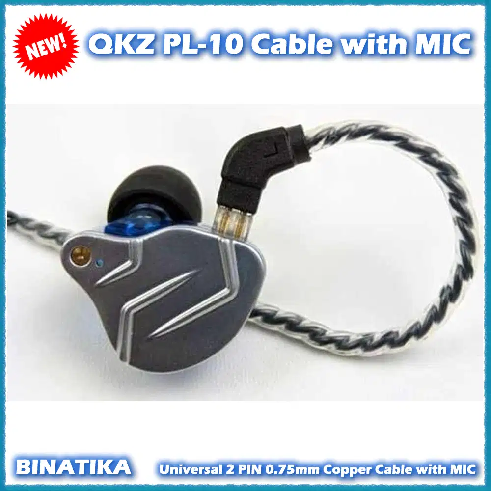 QKZ PL-10 Universal 2 PIN 0.75mm Copper Cable with MIC