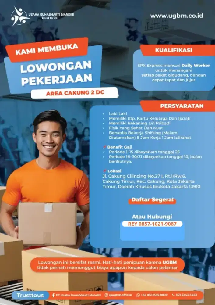 LOWONGAN PEKERJAAN DAILY WORKER UGBM