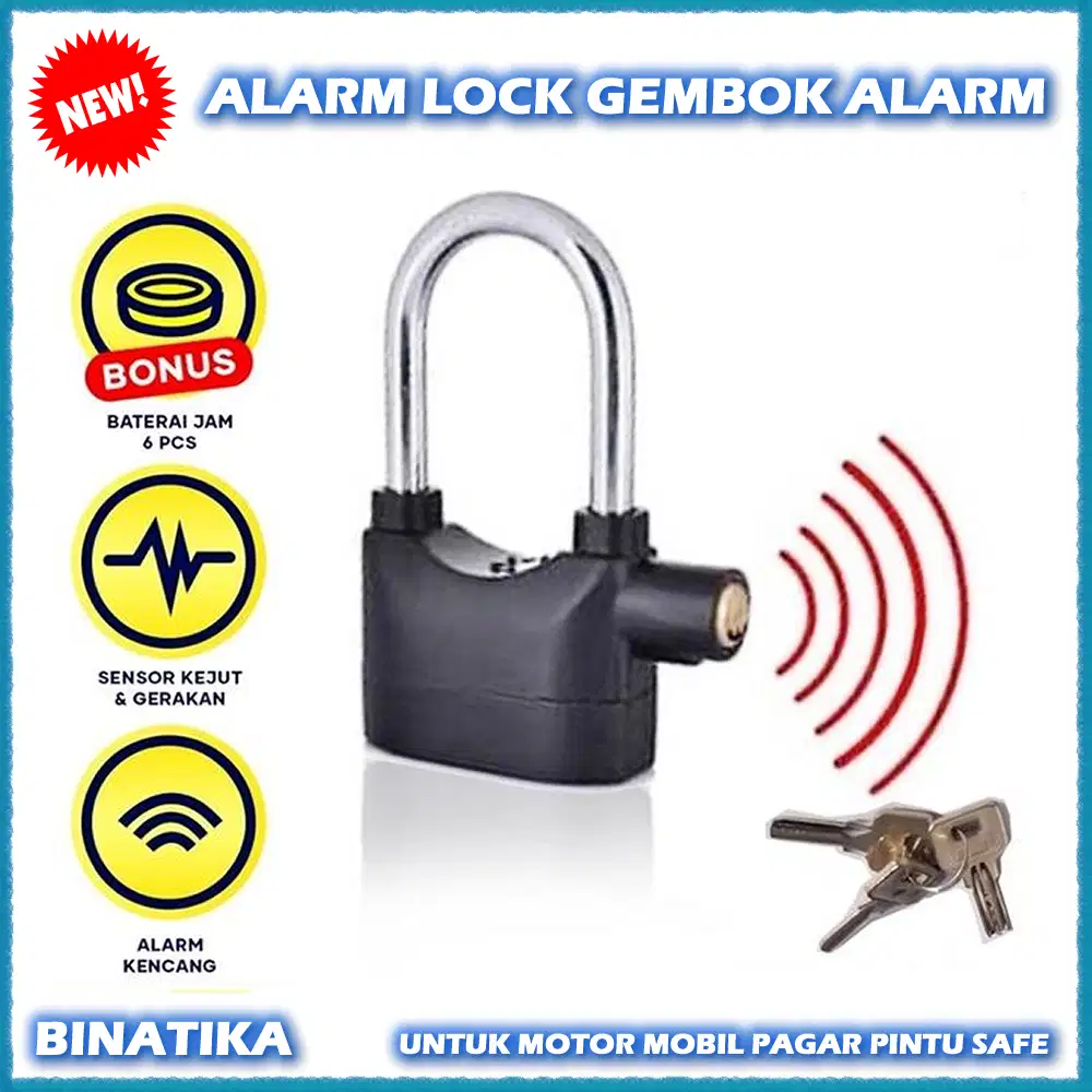 ALARM LOCK GEMBOK ALARM ANTI MALING UNTUK MOTOR MOBIL PAGAR PINTU SAFE