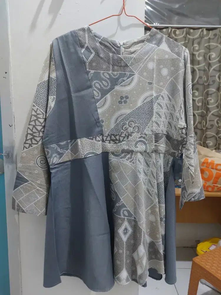 Batik abu abu lengan 3/4