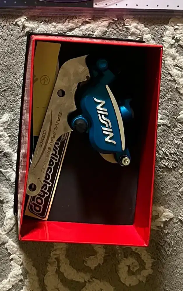 Nissin Kaliper 2p biru+braket 260mm original untuk Honda