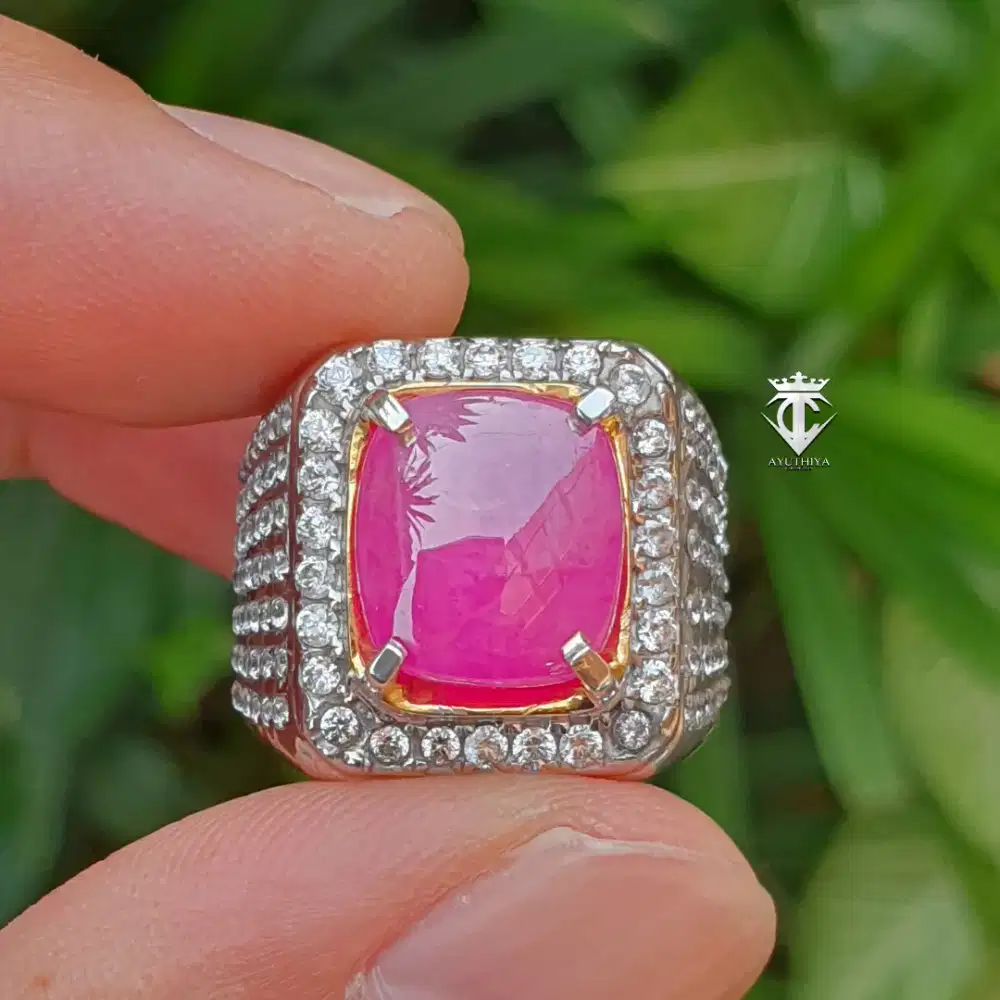 Batu Permata Natural Ruby Burma Myanmar Sugarloaf 10.85 Ct Heat A Memo