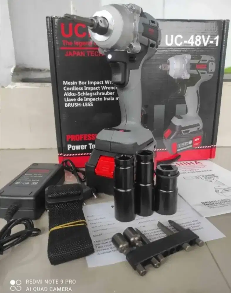 Impact Wrench Mesin Bor Pembuka Baut  Roda Mobil 48v1batrai500nmUCHIHA