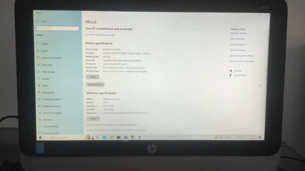 Jual HP 20 PC AIO Bekas Mulus Fulset