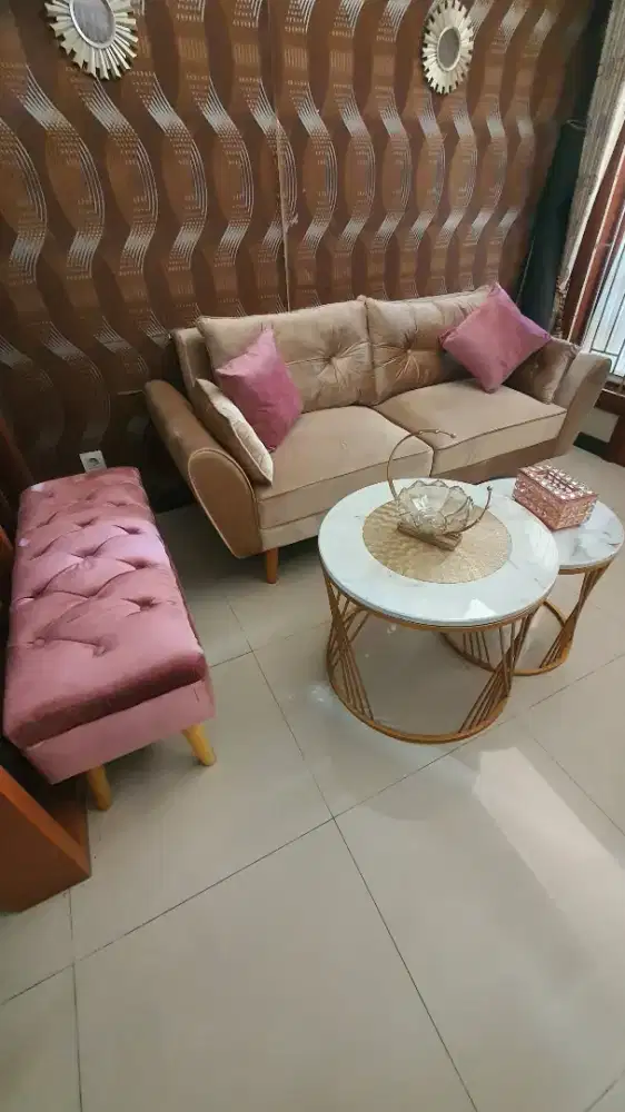 Sofa set tanpa meja bahan bludru