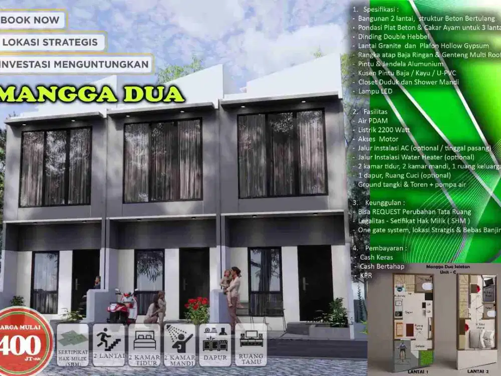 Rumah 2 Lantai Lokasi Strategis Dekat Stasiun