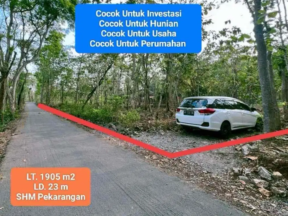 jual tanah murah strategis dekat kota Wonosari di Bejiharjo Gunung Kidul Edisi Dekat Wisata