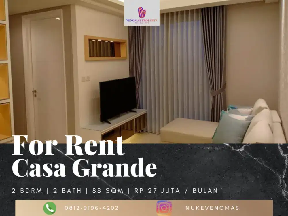 Disewakan Apartemen Casa Grande Phase 2 2BR Good Condition Brand New
