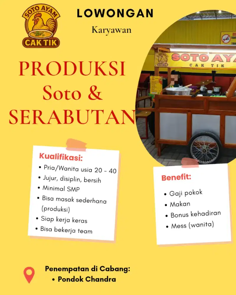 Lowongan Produksi Soto & Serabutan