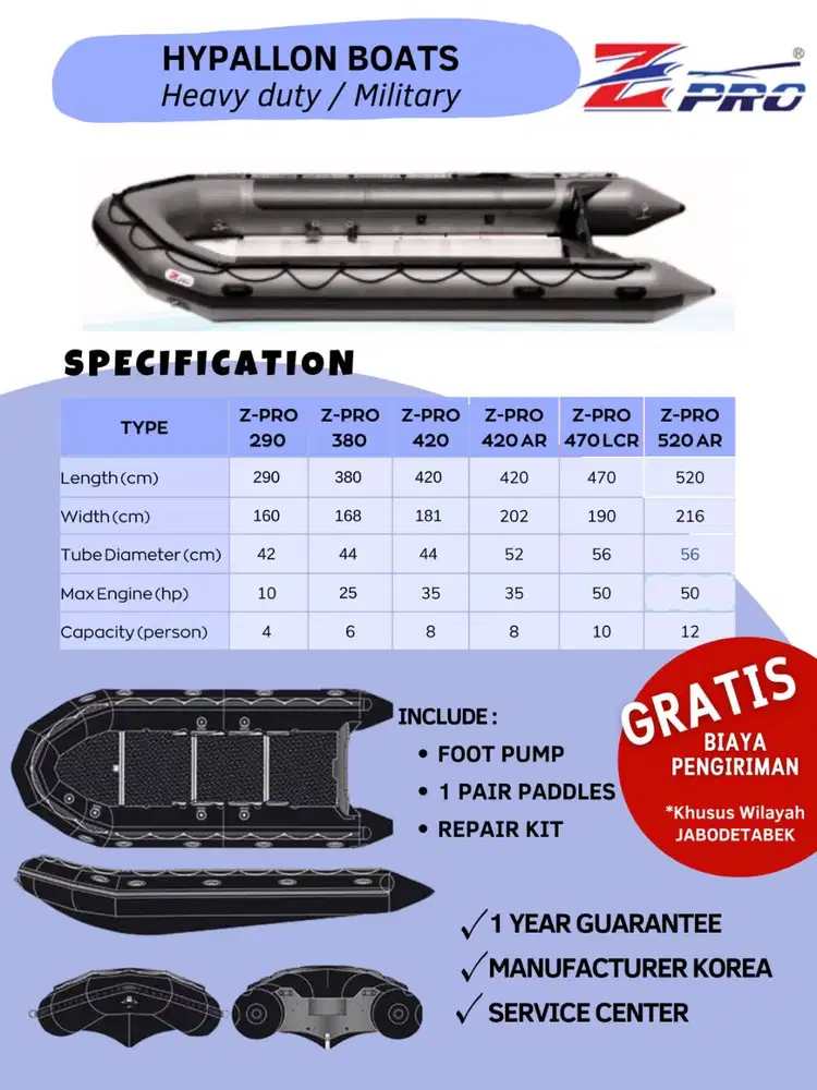 Perahu Karet Z-pro made in Korea