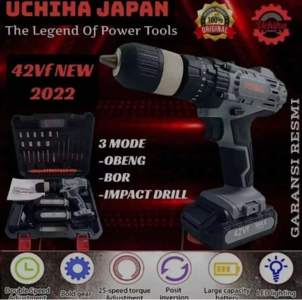 COD) mesin bor batrei impeck dril type UC 42 vf. Dengan Full set koper