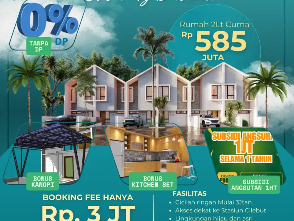 Rumah Dekat Stasiun Cilebut Palm cilebut Residence Cukup 3Jt Allin